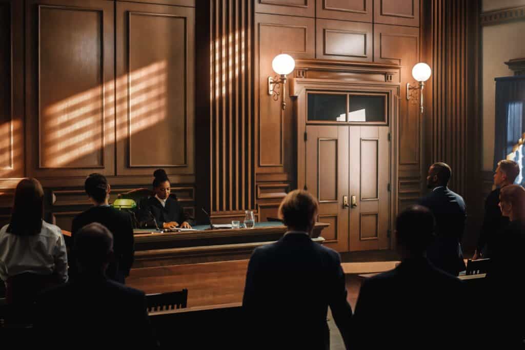 lawyers in a court room - civil trials
